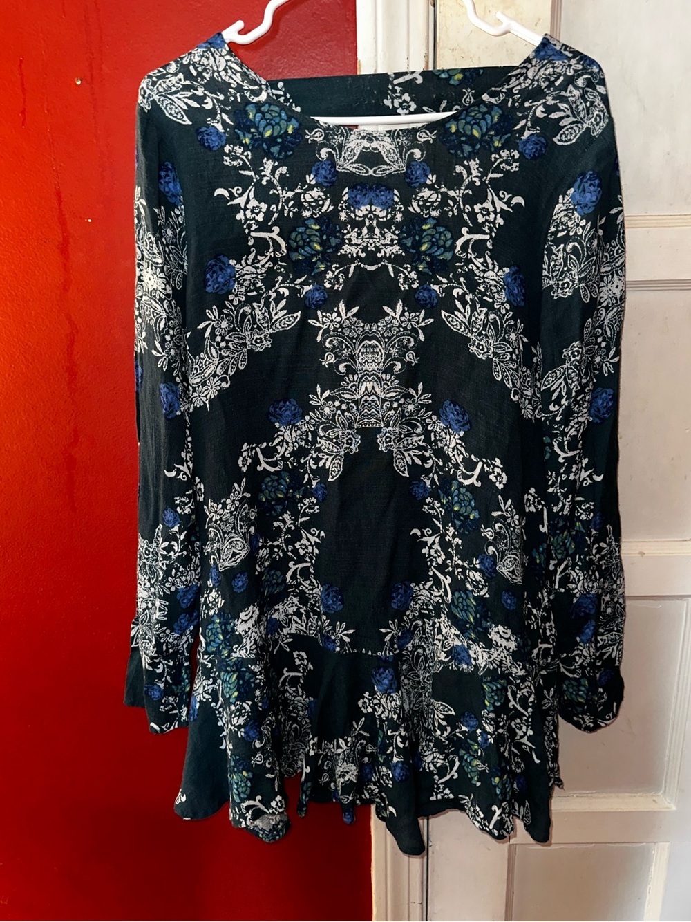 Free People "Smooth Talker" Tunic Swing Mini Dress Medium Boho Floral - Picture 7 of 11